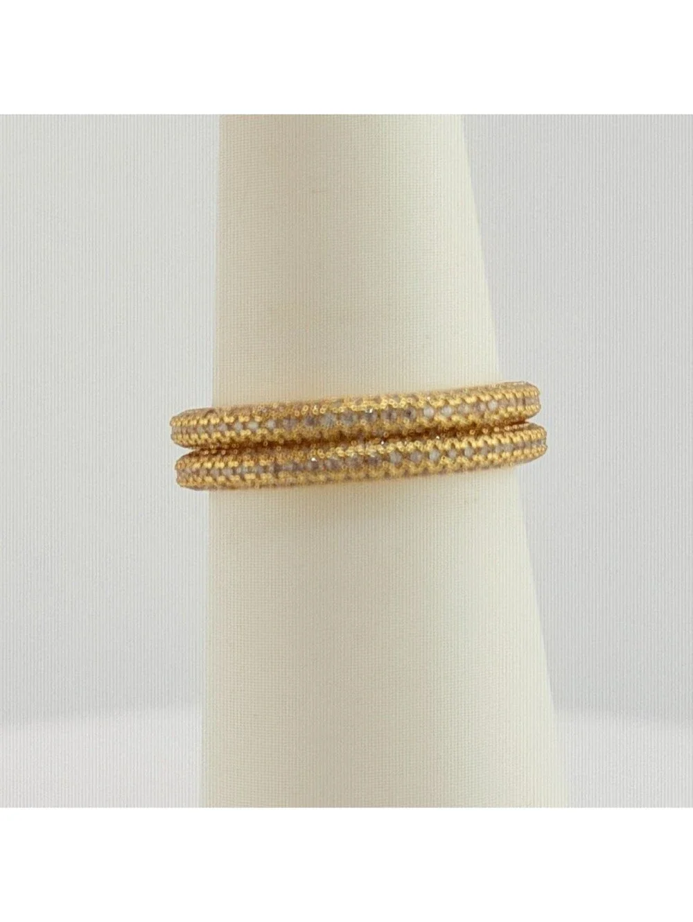 Bomb Party Sz 10 2 Clear Cz Pave 360 Bands on Yellow Gold